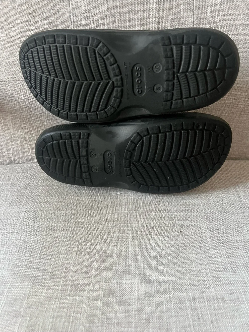 CROCS Black unisex double strap casual outdoor slide Sandals, Men 8, women 10